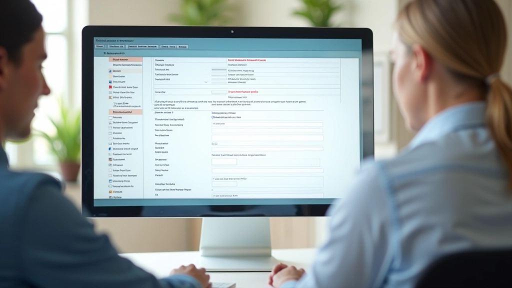 Schermo di computer che mostra un modulo di prenotazione complesso con numerosi campi, input sovrapposti e messaggi di errore in rosso