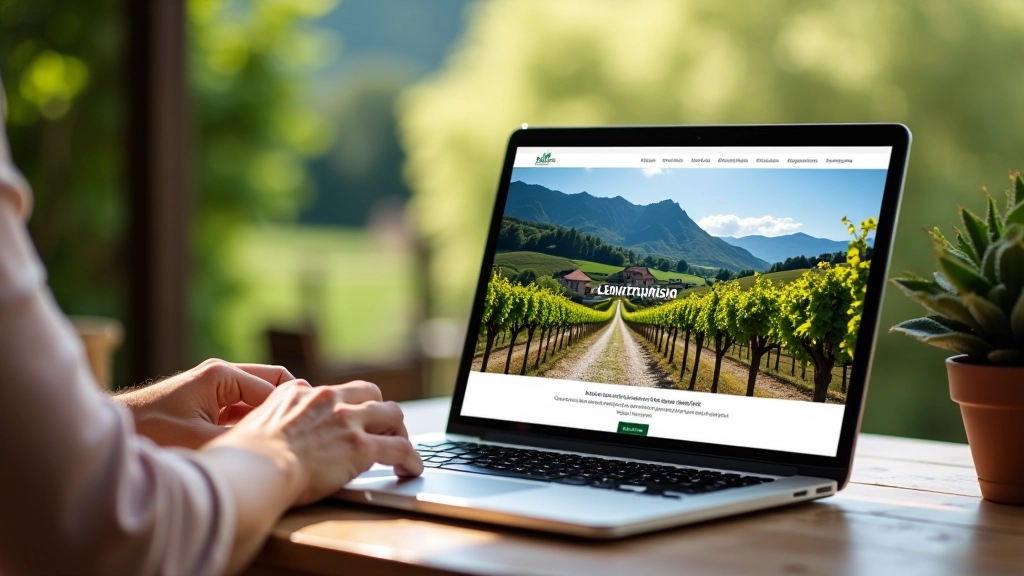 Sito web turistico su laptop in ambiente outdoor